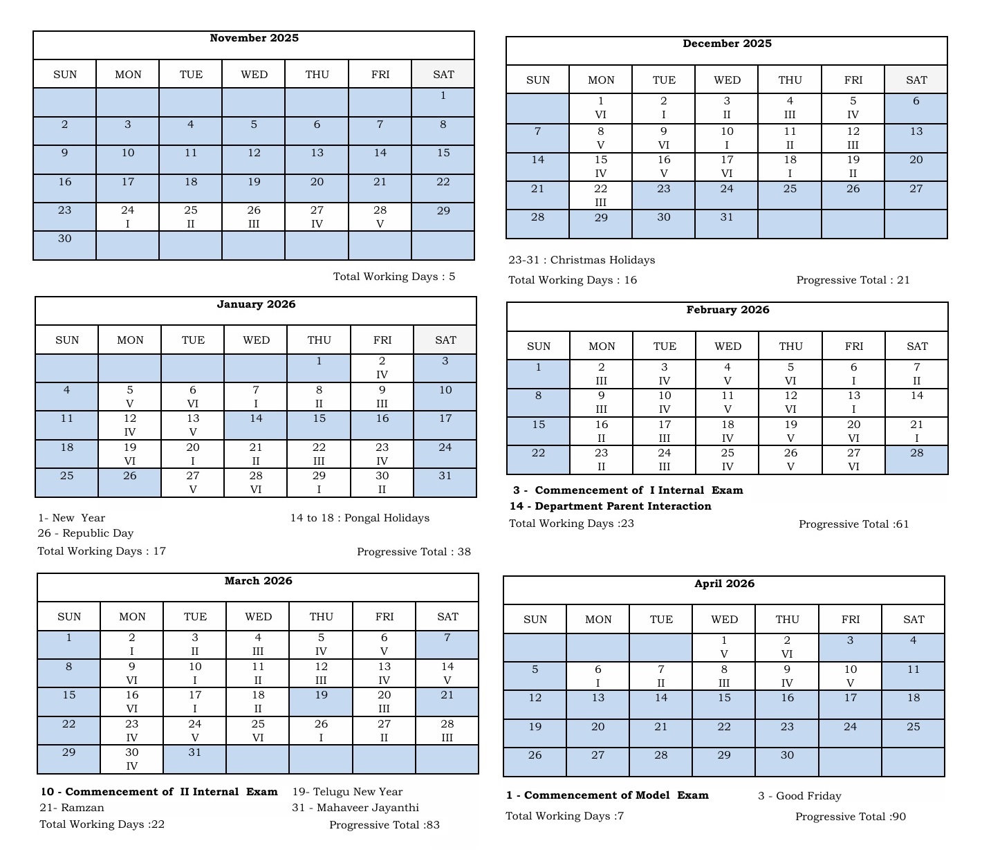 Academic Calendar